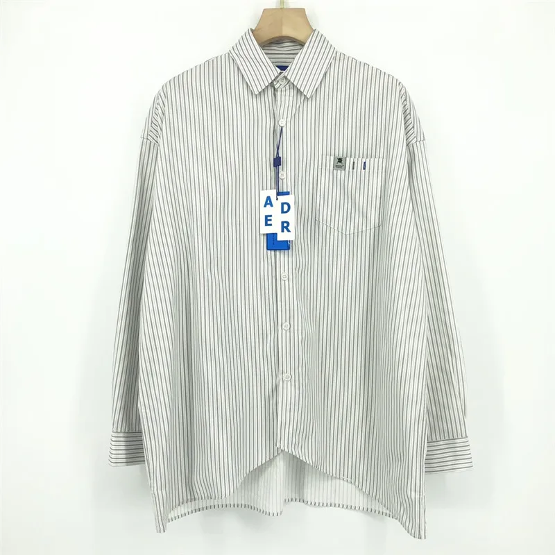

White striped Shirt Adererror Shirts Men Women Front Classic Logo Ader Error Shirts longsleeve shirt for men