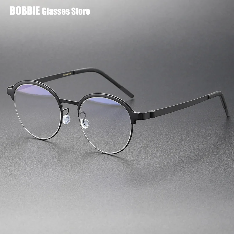 Датский бренд деловые круглые безвинтовые полоски титановая оправа для очков