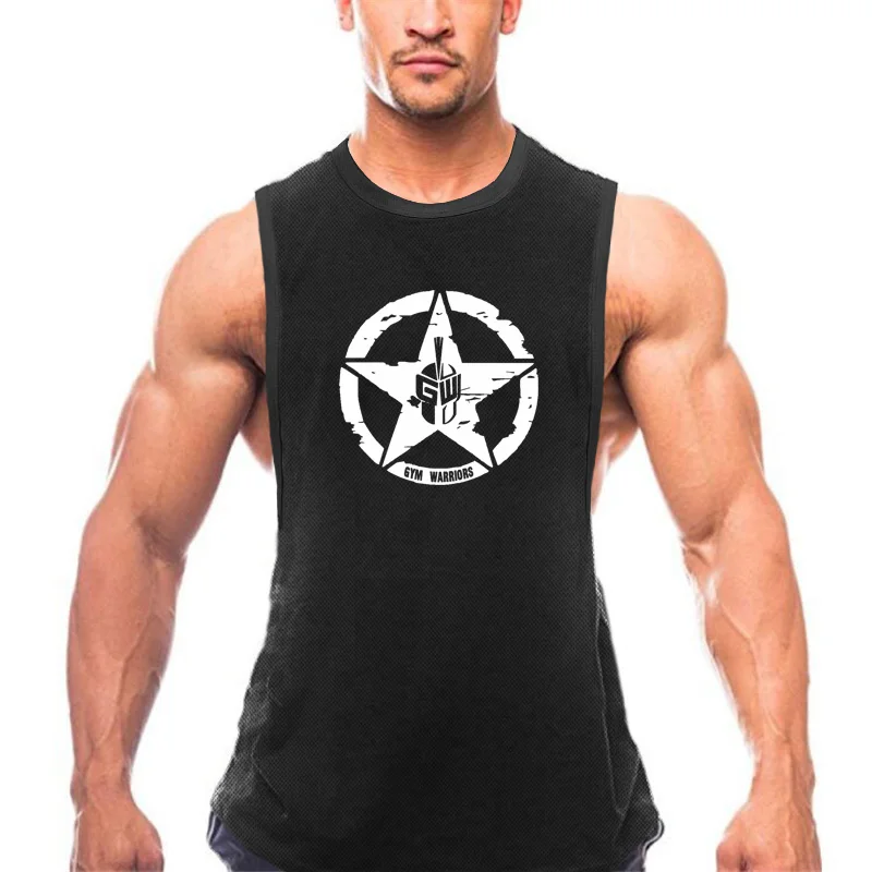 

Men's Fitness Running Vest Mesh Breathable Sleeveless T-Shirt Graphic Print Gym Bodybuilding Muscle Exercise Tank Top