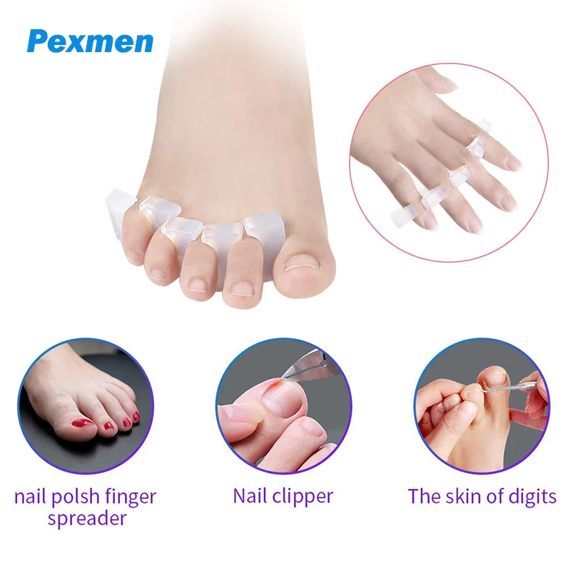 Pexmen 2 шт. гелевые разделители для пальцев ног разделитель для ногтей для разделения ногтей и лака для ногтей инструменты для маникюра и педи...