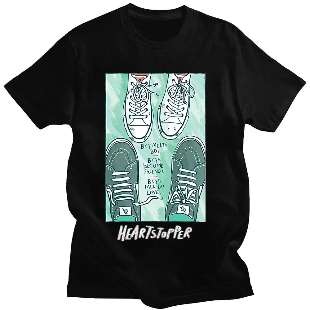 

Heartstopper 2022 T Shirt Nick and Charlie Romance TV Series Fans Tee Shirt Casual Summer 100% Cotton Soft T-shirt Oversized Top