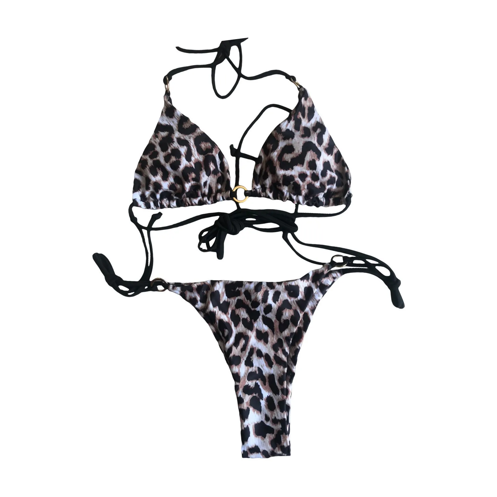 

Sexy Micro Mini Thong Bikini Set Leopard Print Split Swimsuit Women Summer Bandage Swimming Bathing Suit Two Pieces Bikini Set
