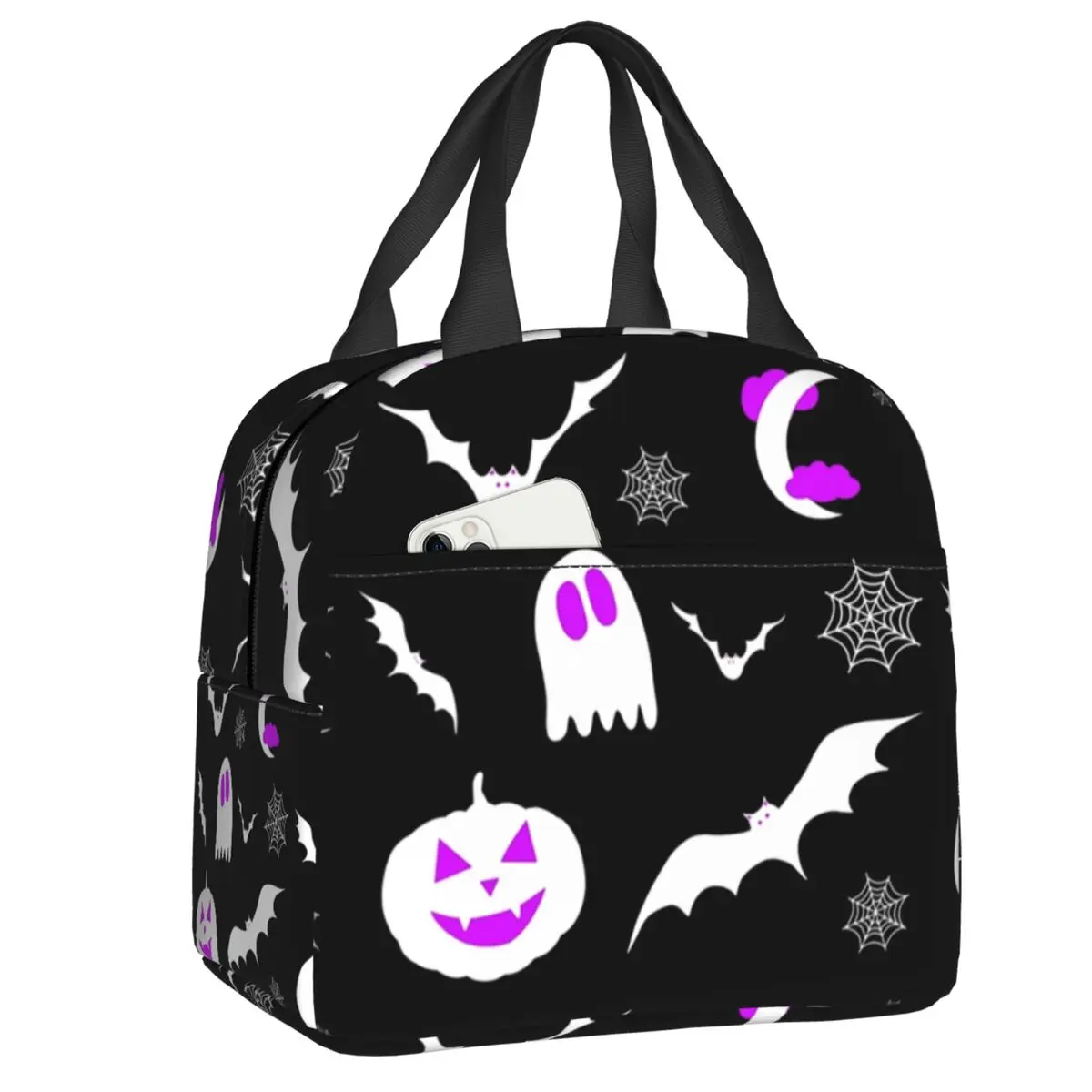 

Goth Occult Witch Bats Insulated Lunch Bag for Women Resuable Spooky Cute Ghost Halloween Cooler Thermal Bento Box lunchbag