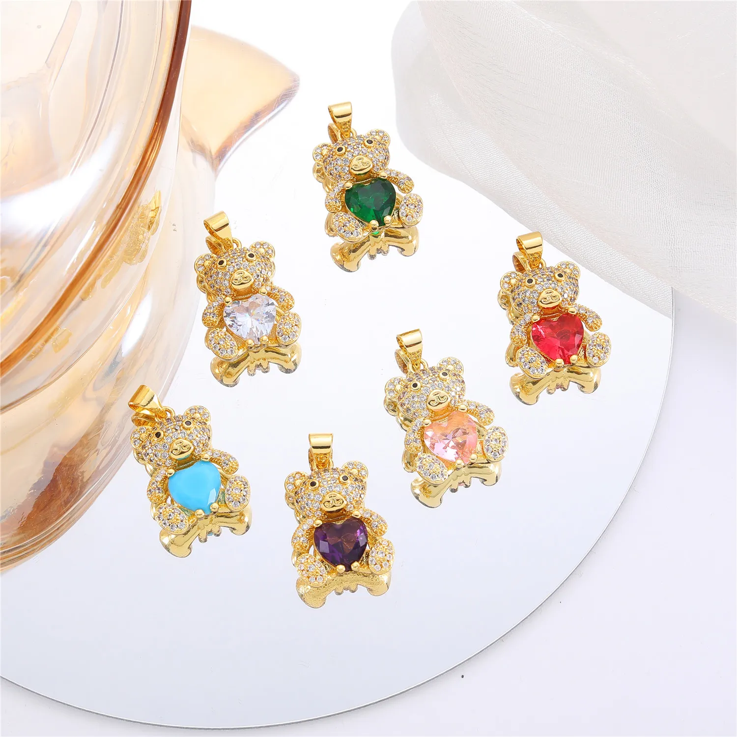

JUYA 18K Fashion Little Bear Chain Charms Pendant for Women Gold Color Choker Pendant Necklaces Jewelry Party Accessories