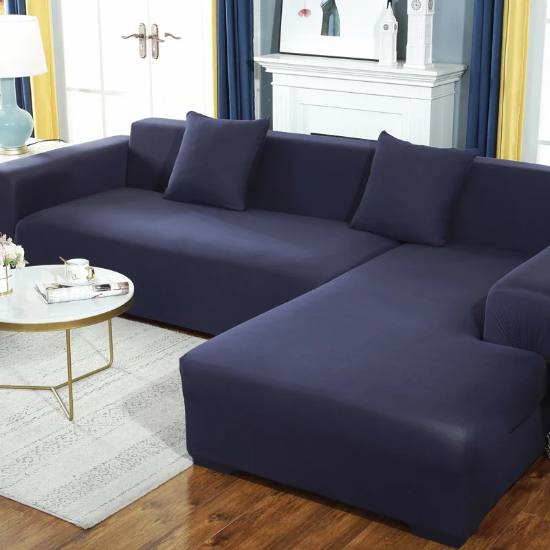 

Solid Color Elastic Sofa Cover Spandex Modern Polyester Corner Sofa Couch Slipcover Chair Dust Protector Living Room L Shape Set
