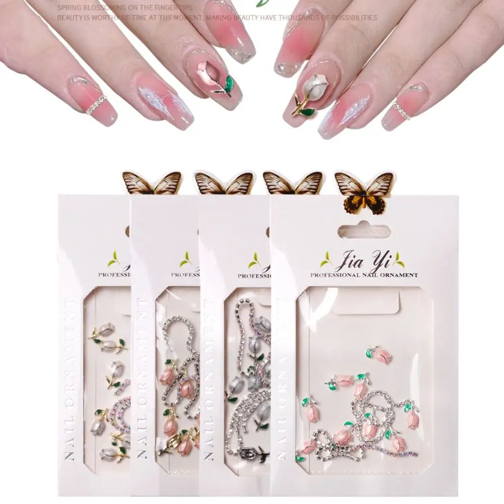 

Romantic DIY Luxury Chain Tulip Gold Silver Alloy Nail Art Decoration Nail Ornaments Nail Parts Supplies Manicure Charms