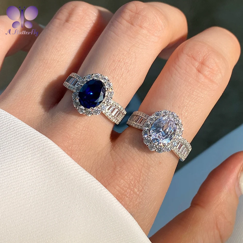 

Женское кольцо из серебра 925 пробы с овальным сапфиром 5*7 мм 0,75 карат