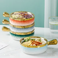 ceramic fruit salad bowl with handle luxury color ramen noodle bowl rice bowl serving breakfast bowl for kitchen home