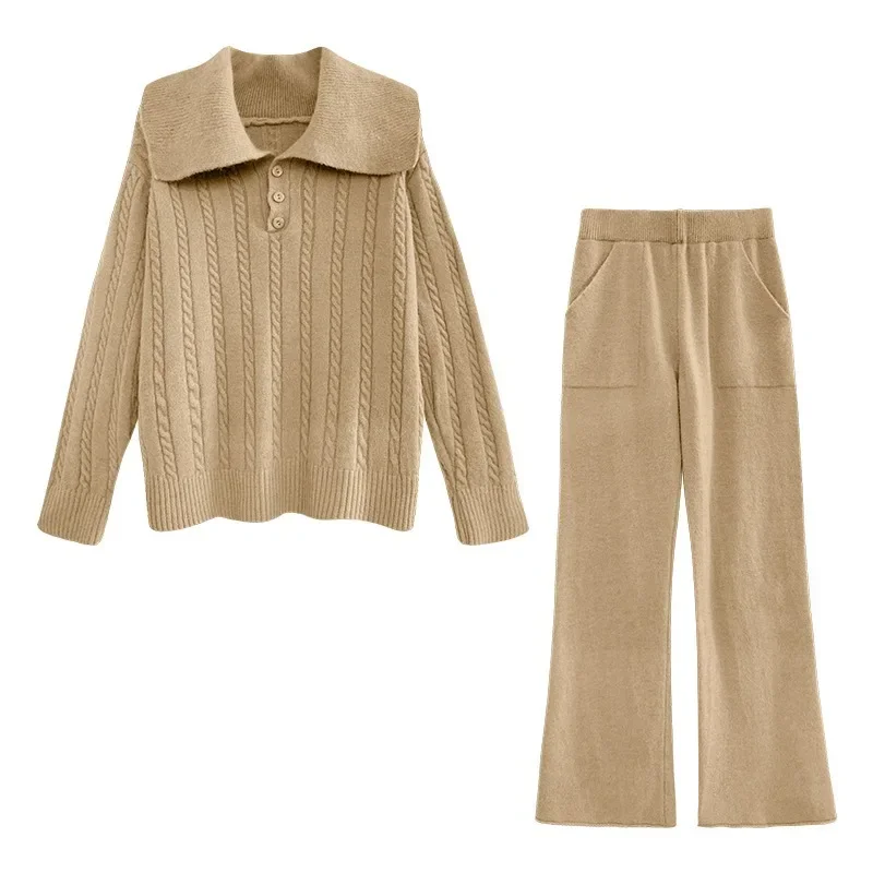 Новинка 2024 осенне-зимний корейский свитер с лацканами женские вязаные широкие