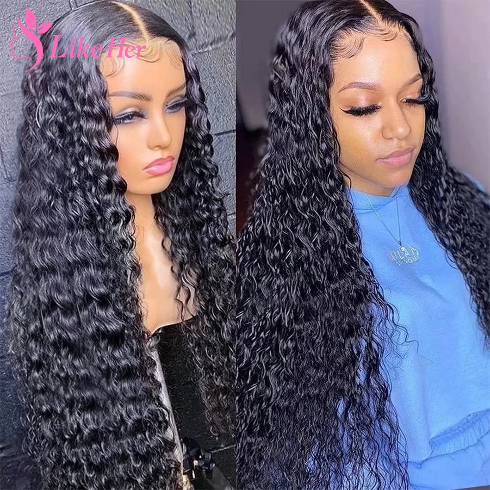 

5x5 Deep Wave Lace Closure Wig Brazilian Lace Front Wig For Women Human Hair Wigs Preplucked With Baby Hair Remy Like Her
