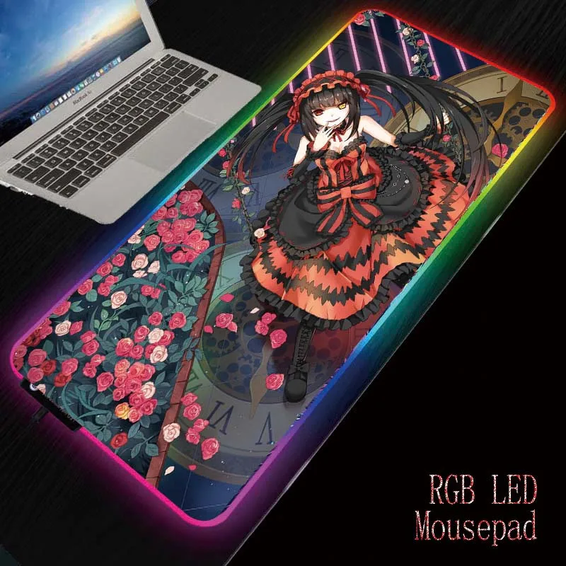 

Anime DATE A LIVE big RGB Gaming Mouse Pad Gamer LED Light Illuminated USB Wired Colorful Luminous Anti-Slip Mice pad