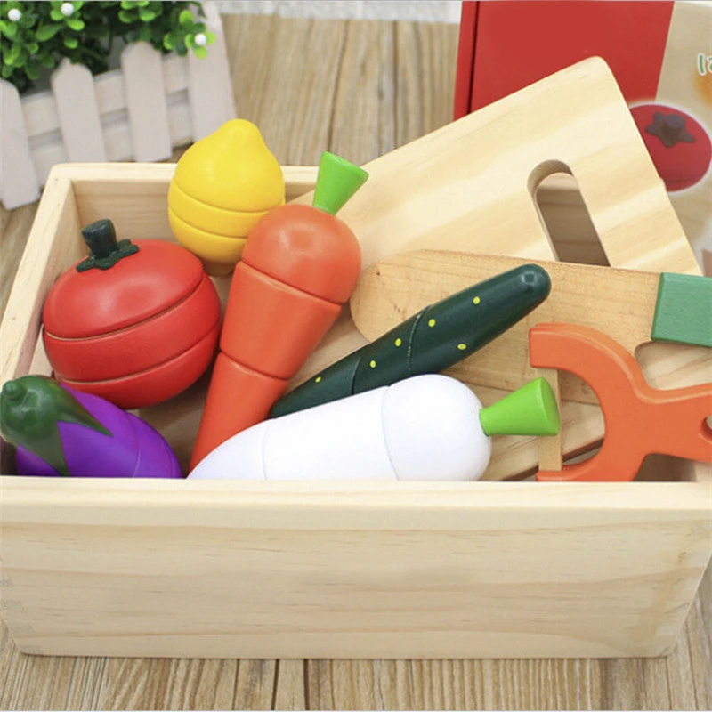 

play play educational set game Pretend classic kitchen Montessori toy cut Wooden toys early house simulation fruits vegetables