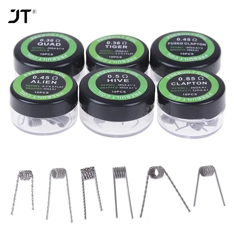 

10 шт. скрученные сплавленные спирали Clapton готовые спирали Alien Mix Twisted Quad Tiger сопротивление нагреву спираль Rda
