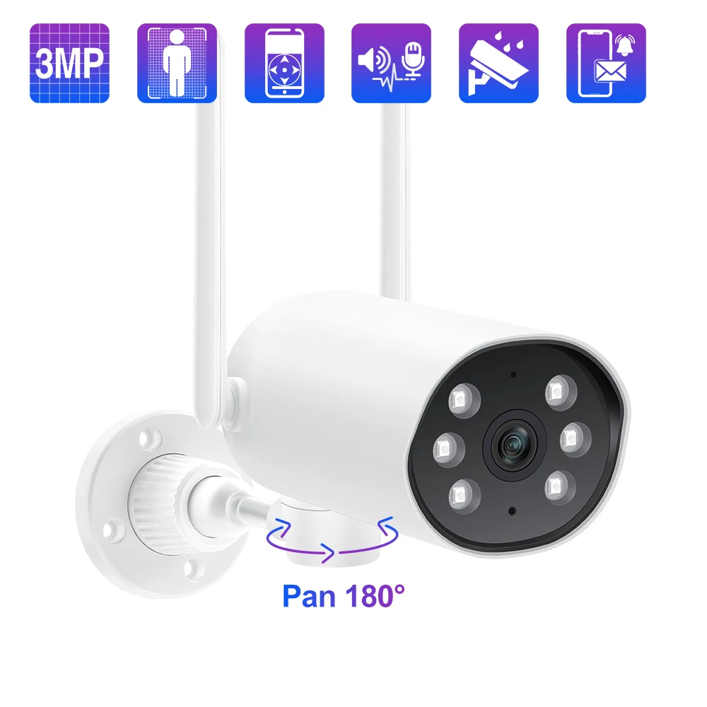 

Techage 3MP WIFi IP Camera PTZ Outdoor Wireless Bullect Camera Two-way Audio Record Auto Tracking Human Detection Home Security