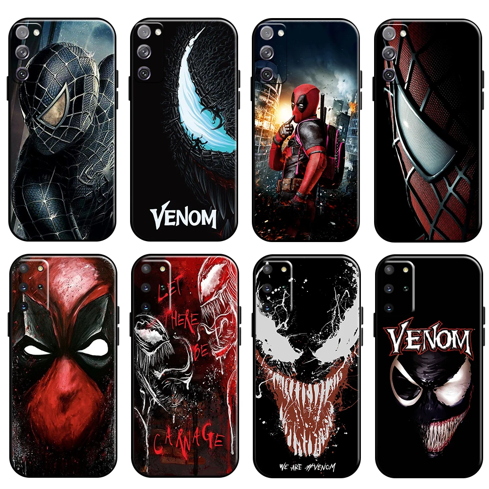 

Spiderman Venom Deadpool Phone Case For Samsung Galaxy S22 S21 S20 Ultra FE 5G S10 10E S9 Plus Lite Soft Back Carcasa Black