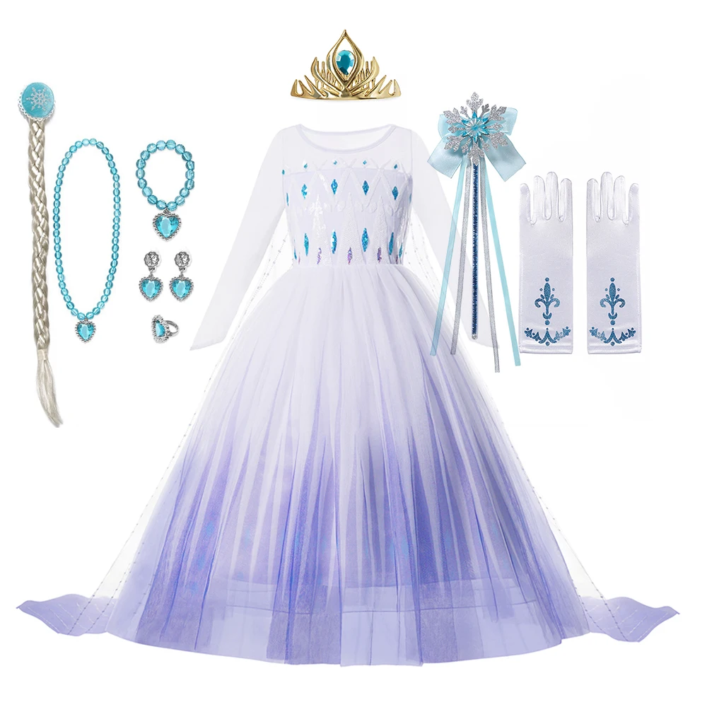 Роскошное бальное платье принцессы диснеейской Снежной Королевы Эльзы для