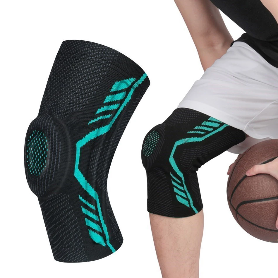 

WOSWEIR 1PC Silicon Padded Basketball Knee Pads Patella Brace Kneepad for Joint Support Fitness Protector Compression Sleeve