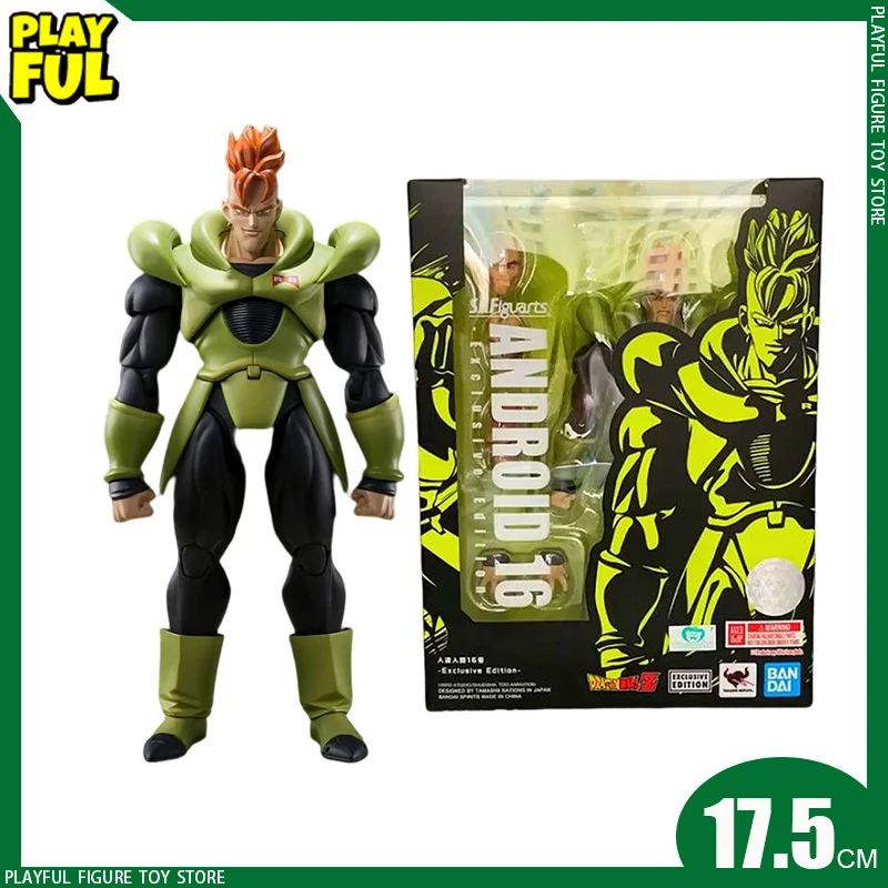 

17.5cm Bandai Anime Figure S.H.Figuarts Sdcc Dragon Ball Z Android 16 Shf Action Figures Statue Collection Model Doll Toys Gift