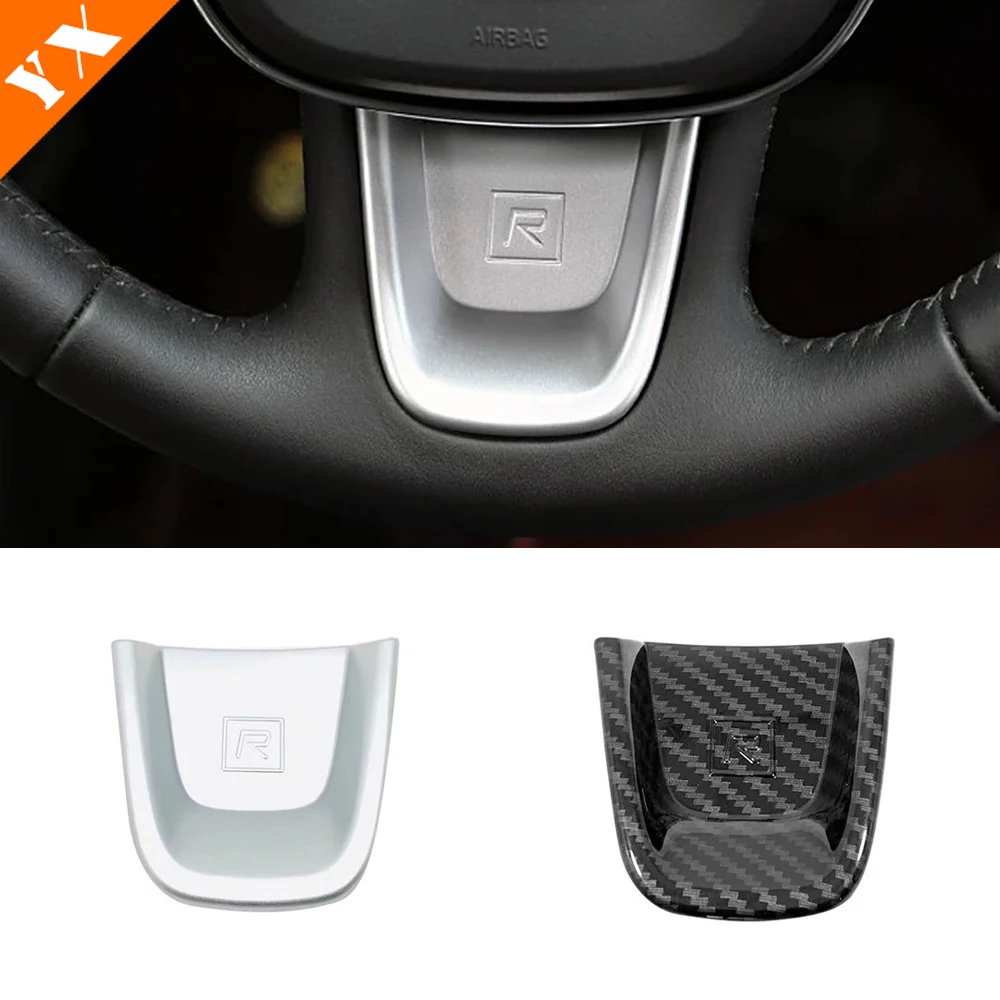 

Carbon Silver Garnish Car Steering Wheel Cover Decoration Sticker Frame Trim For Volvo Polestar 2 Accessories 2021-2024 1pcs