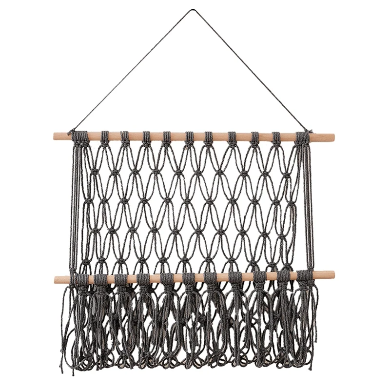 

Органайзер для хранения магазинов макраме, настенный декоративный держатель для почтовых ключей, хлопковый сетчатый тканый держатель для ...