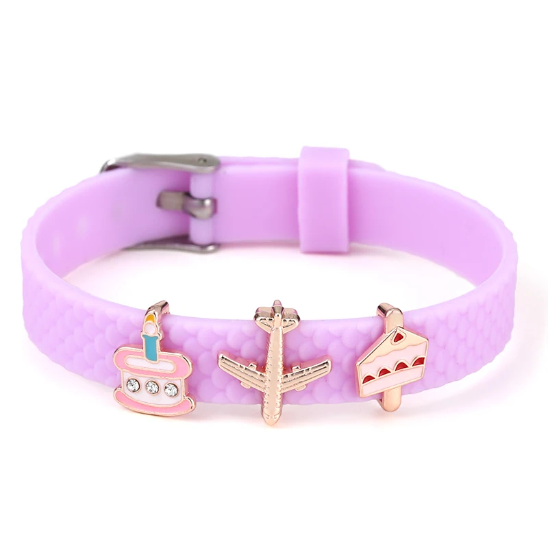 Эластичный браслет из силиконовой резины 10 мм с подвесками на день рождения