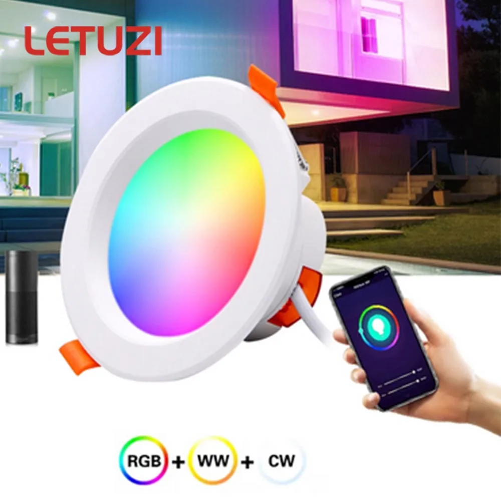 

Tuya Smart Bluetooth Led Recessed Downlight Home Life Ceiling Lamp RGB Change Warm Cool Light APP Remote Control Indoor Lighting