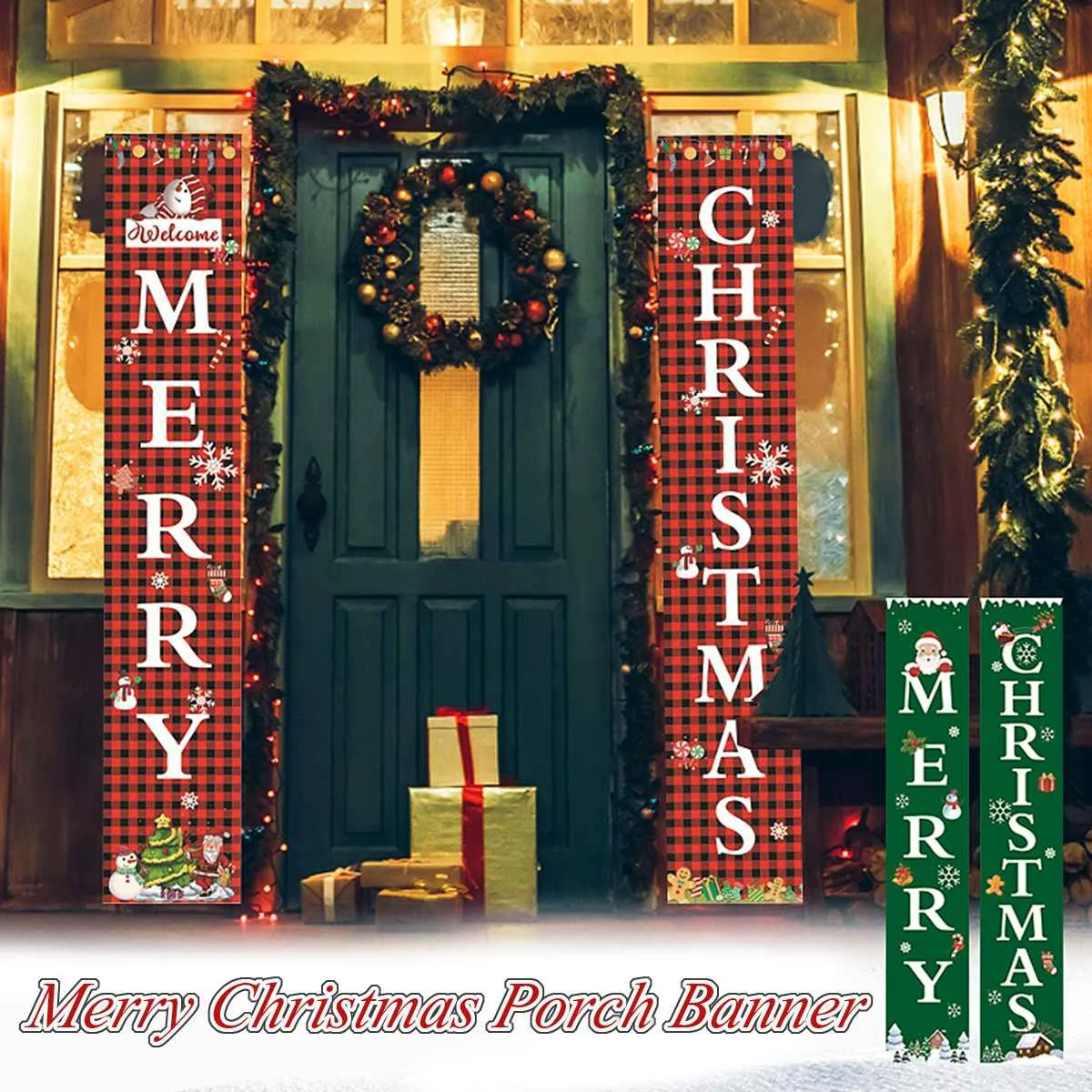 

Рождественский баннер для крыльца 30 х180 см, рождественское уличное украшение для дома, подвеска, рождественская занавеска (красная)