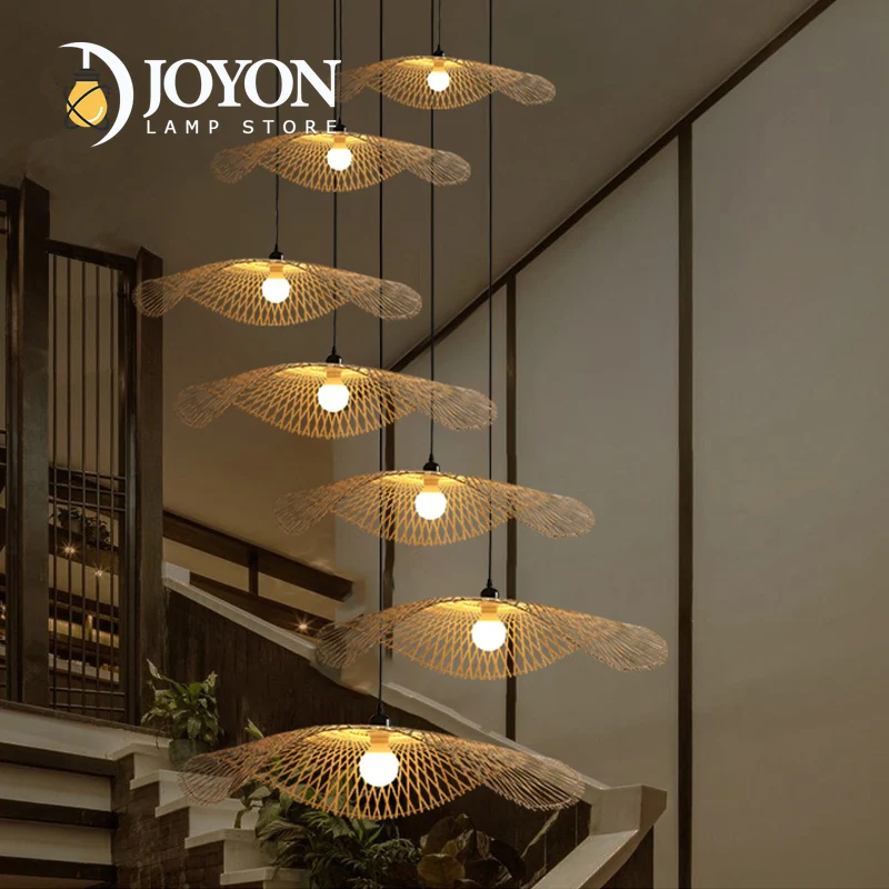 Chinese Bamboo Chandelier E27 Restaurant Tea Room Cafe Bar Art Bedroom Decoration Industrial Style Handmade