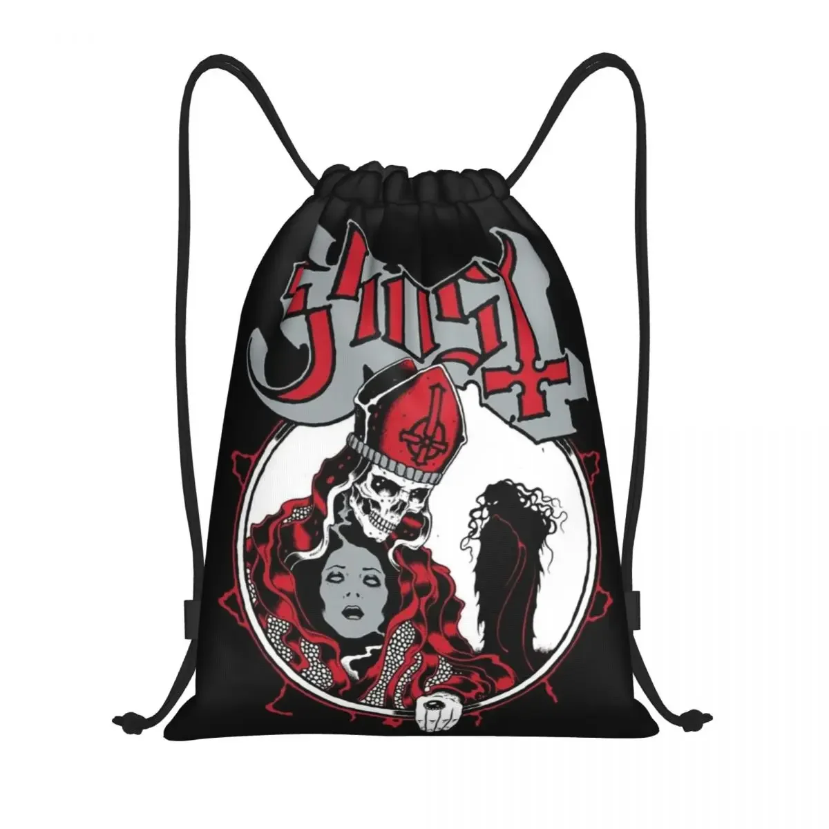 

Custom Horror Ghost Swedish Rock Band Drawstring Bag Men Women Lightweight Sports Gym Storage Backpack