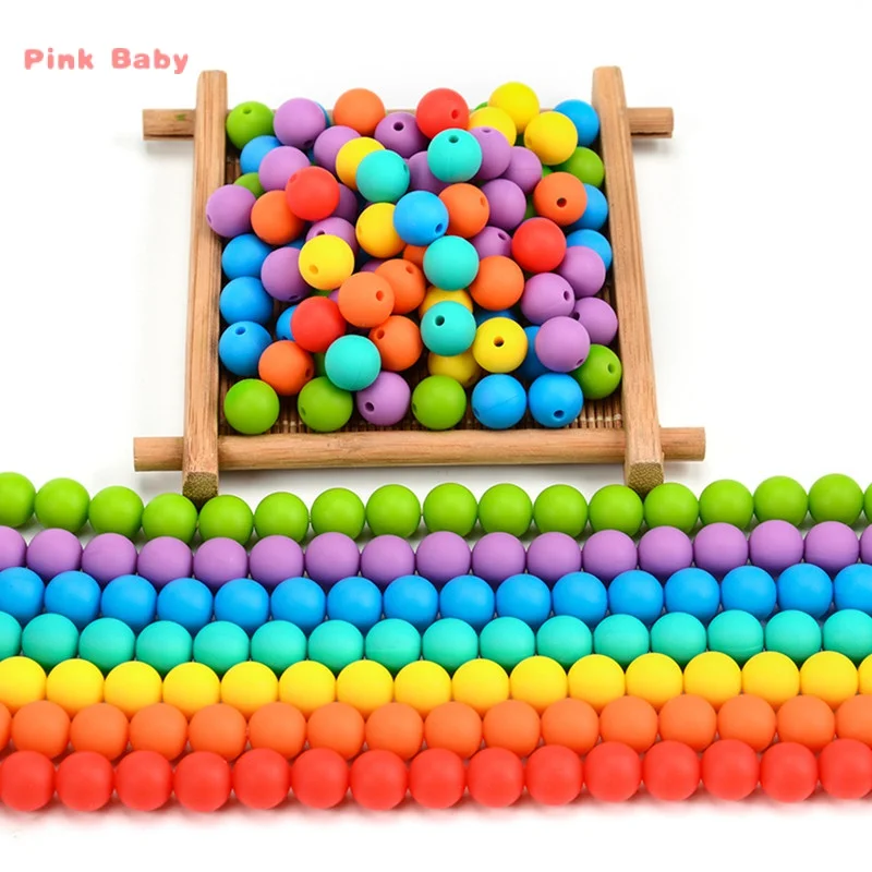 60pcs 12mm Silicone Beads Baby Teething Beads Food Grade Nursing Chewing Round Fashion Beads DIY Pacifier Chain Clip Accessories