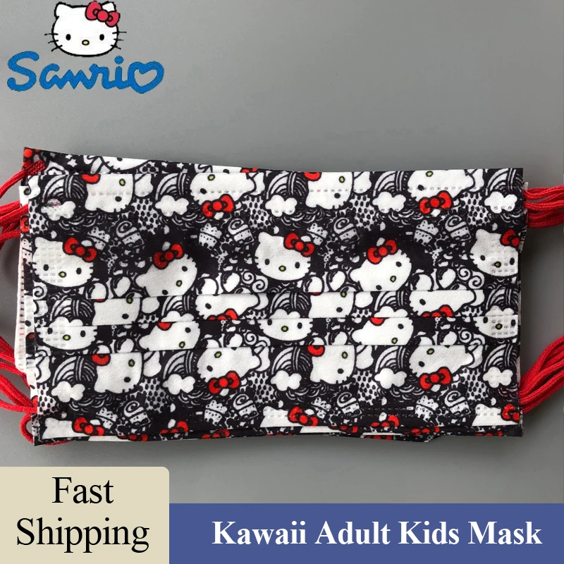 

Sanrio Hello Kitty Kawaii Face Mask Adult Children Disposable Mouth Cover 3ply Protective Mascarillas Fashion Masque Breathable