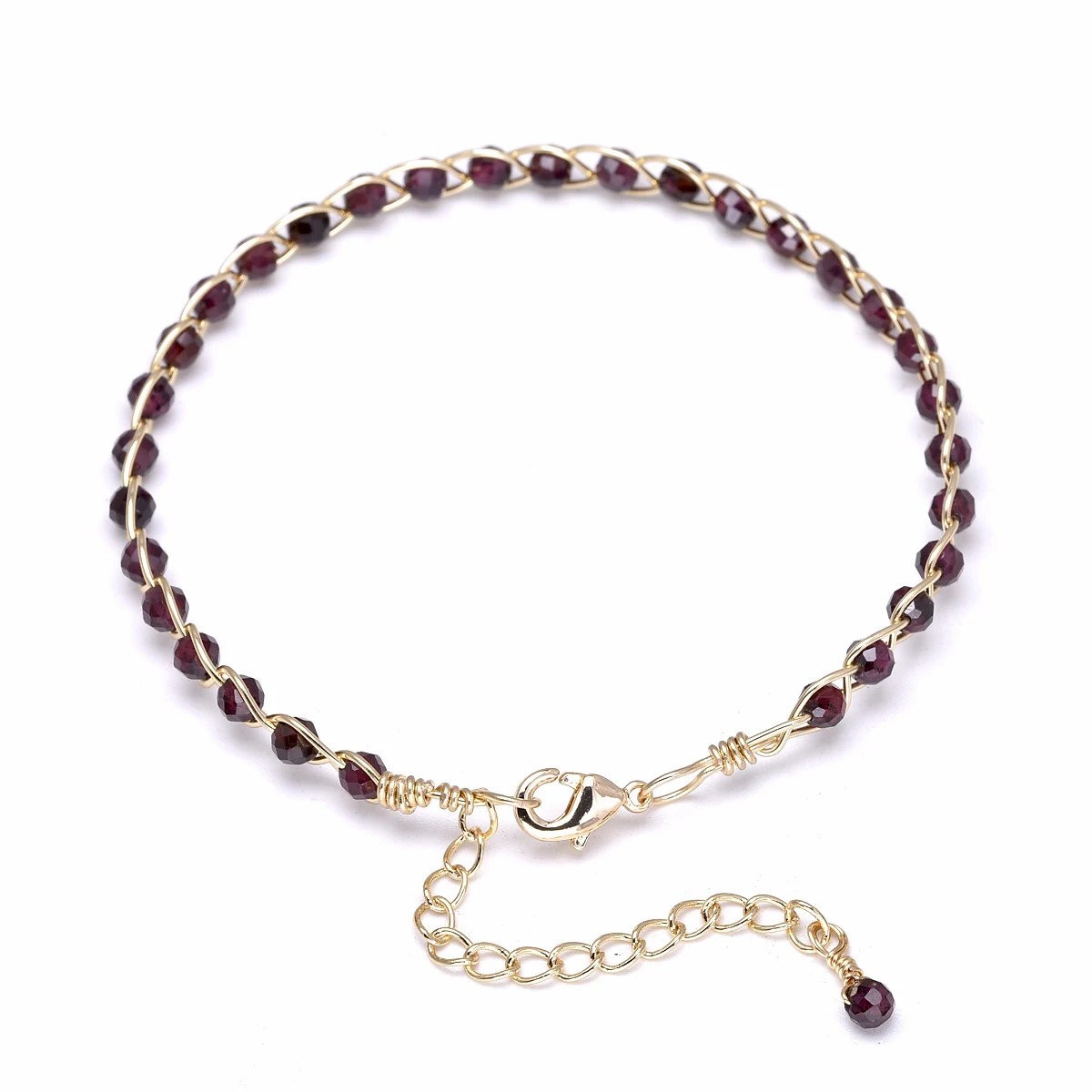 Натуральный камень красный гранат медная проволока плетеные браслеты ручной