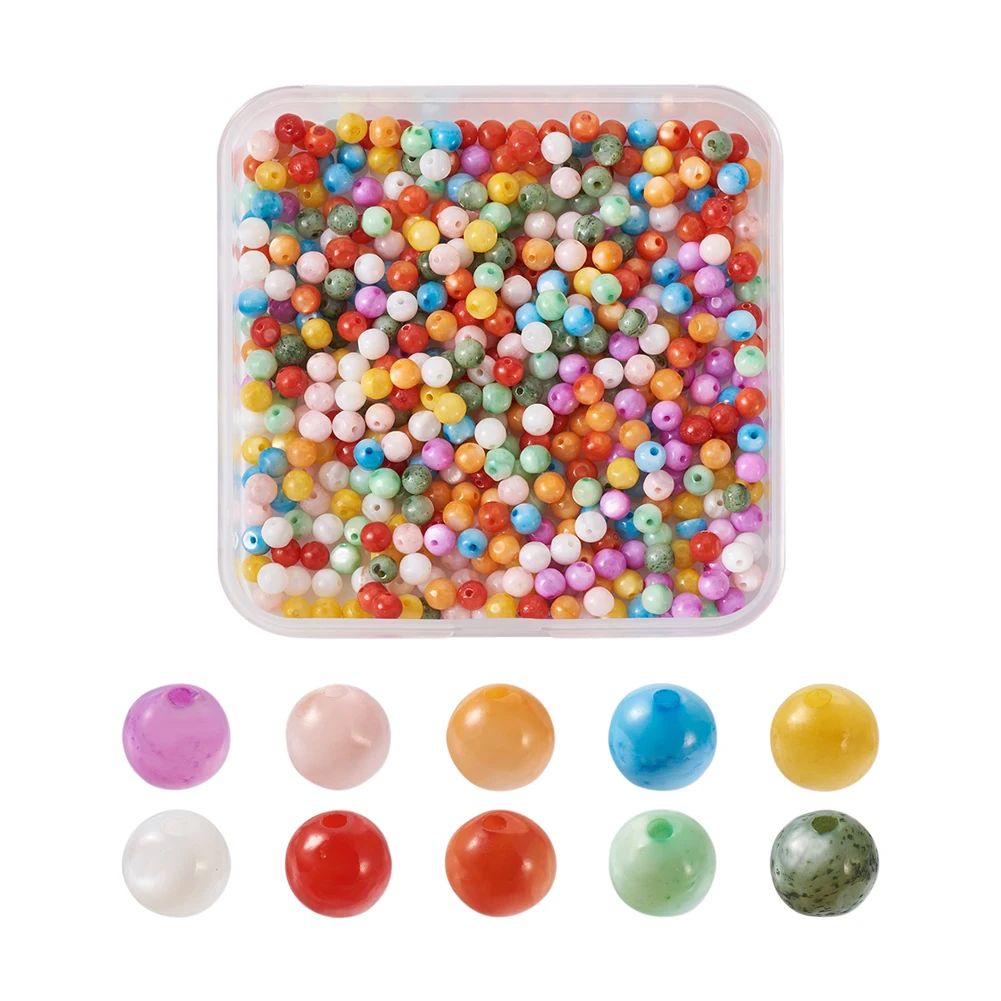 

500Pcs Natural Freshwater Round Shell Beads 10 Colors Mixed Dyed Color 4mm Loose Beads for Bracelet Ring DIY Jewelry Making