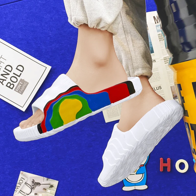 Women Bathroom Shoes Summer Thick Platform Sandals Home Indoor Wear Resistant Anti-slip Men Slippers Outdoor Beach Flip Flops