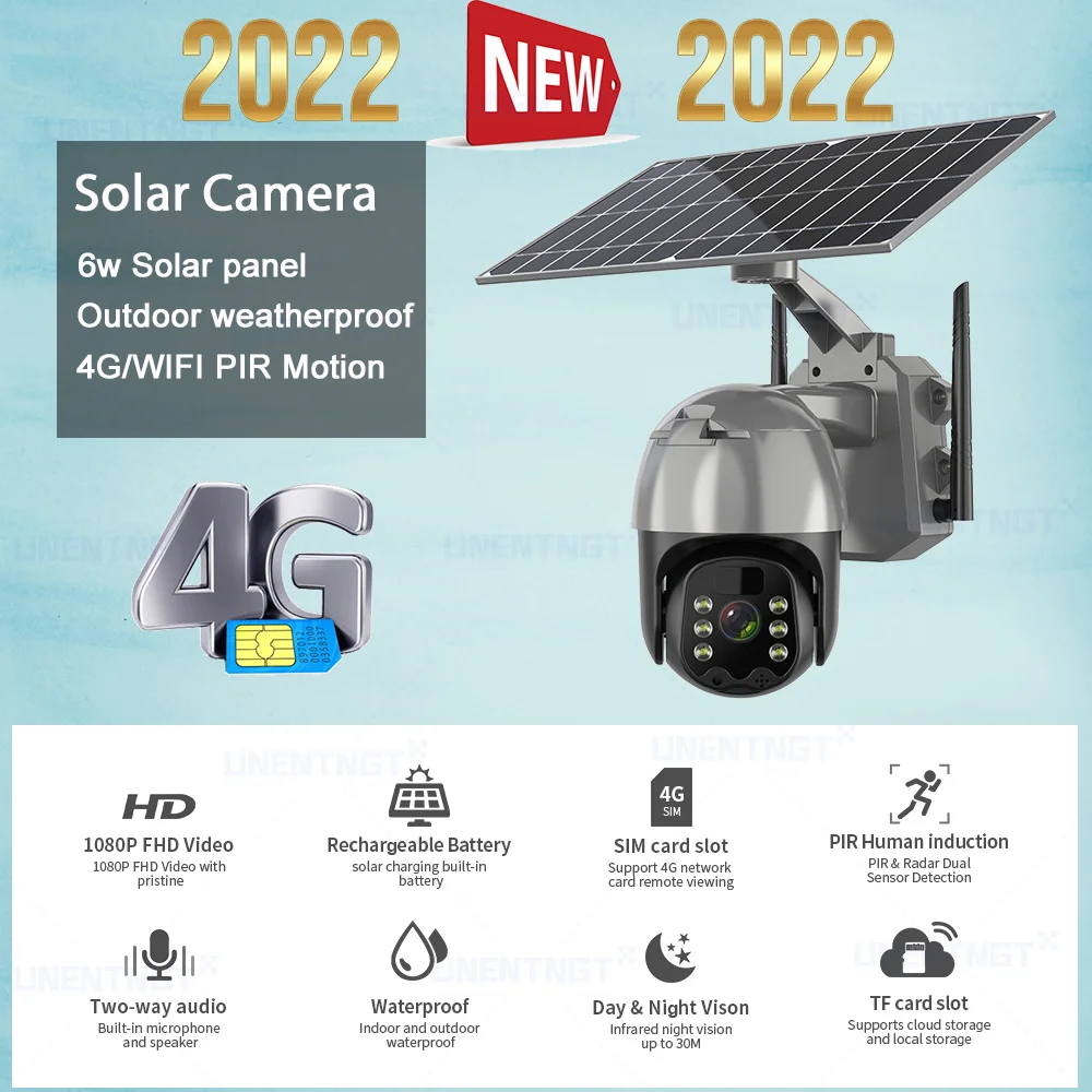 Wireless WiFi 4G Solar Powered Camera Outdoor Security Protection Surveillance CCTV 360 PTZ Smart Home PIR Motion Detection Cam |