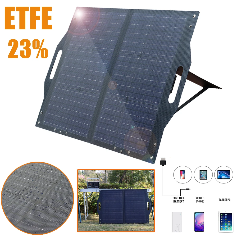 

Folding Solar Panel ETFE Foldable Panel Solar 80W Portable Solar Phone Battery Charger System Kit Power Bank Car Hiking Outdoor