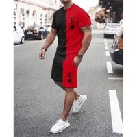 solid color letter k mens tracksuit 3d printing oversized o neck t shirt shorts outfits set casual sportswear two piece sets