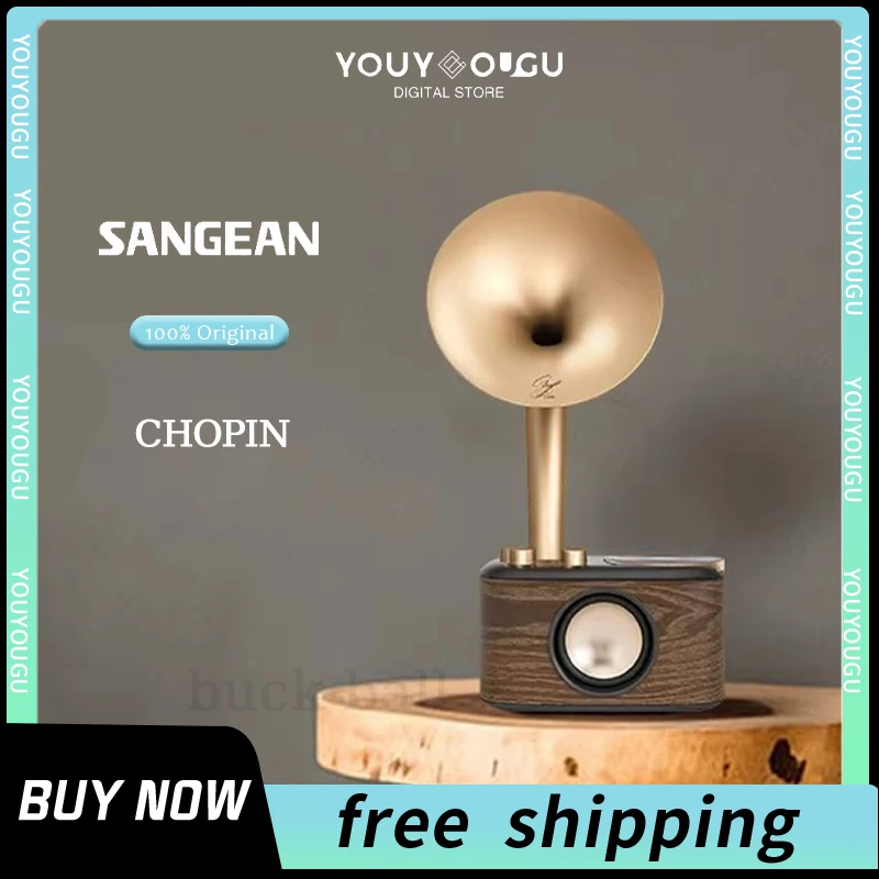 

Sangean Chopin Wireless Bluetooth Speaker Subwoofer Retro Portable Mini Bass Radio Phonograph High Volume Outdoor Birthday Gifts