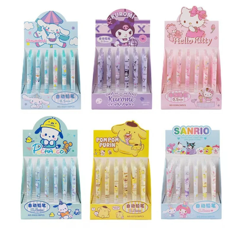 New Sanrioed Mechanical Pencils Kawaii Students Stationery Anime My Melody Kuromi Hello Kitty Cute 0.5Mm Pupil School Kids Gifts