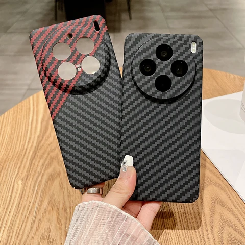 Чехол для Vivo X200, X200 Pro, ультратонкий чехол из углеродного волокна в полоску с текстурой, матовый жесткий чехол для VIVO X 200