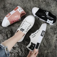 trend women man white shoes college leisure breathable sneakers female tennis canvas sports shoes couple cartoon chunky sneakers