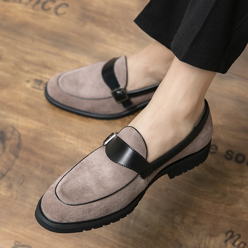 

Spring Luxury Brand Loafers Men Slip on Formal Shoes Buckle Platform Shoes Men Leather Casual Shoes Office Shoes for Men Party