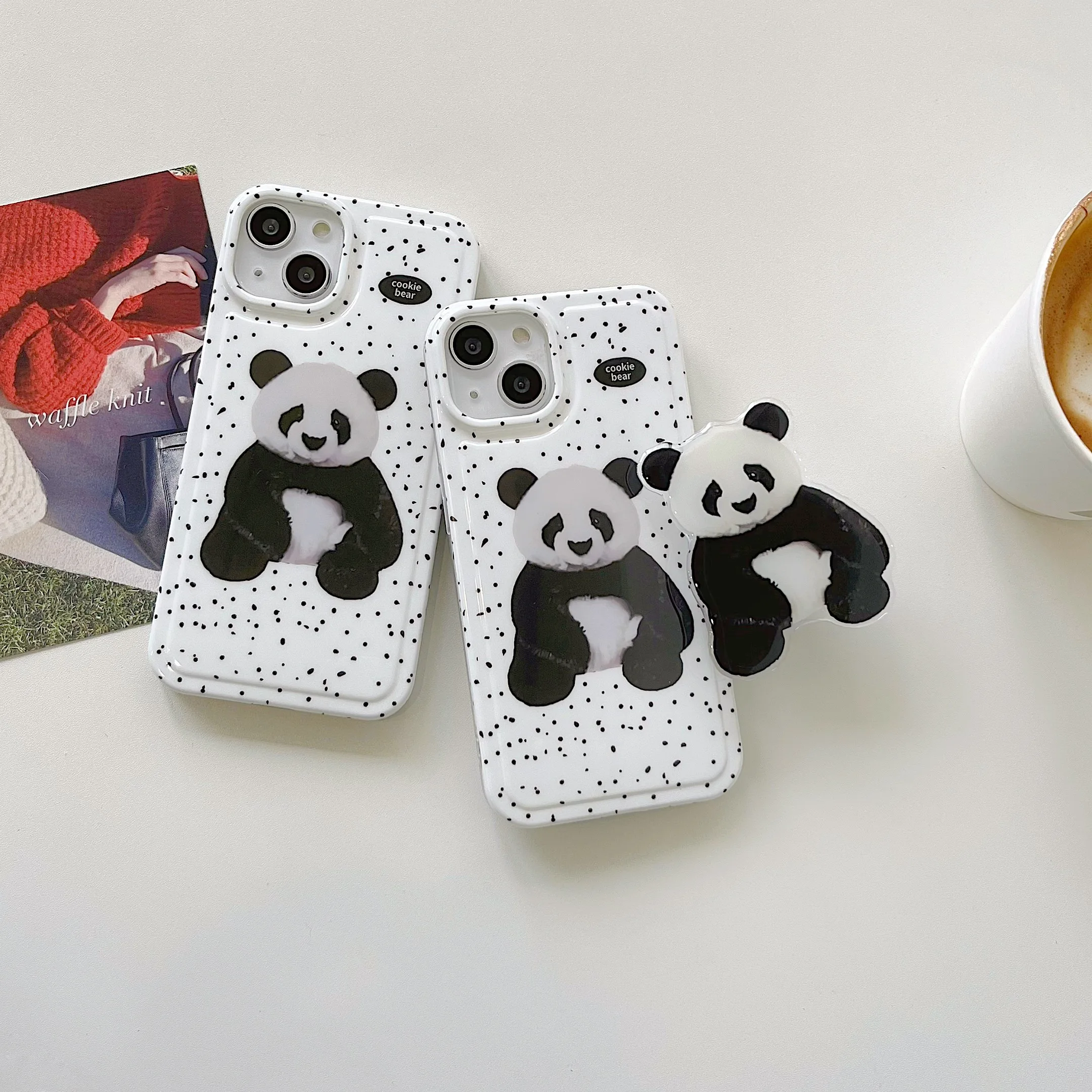 

Dot Pattern With Panda Holder Case For iphone 14 14Promax 11ProMax 11 12ProMax 12Pro 12 13ProMax 13Pro 13 Soft Shell