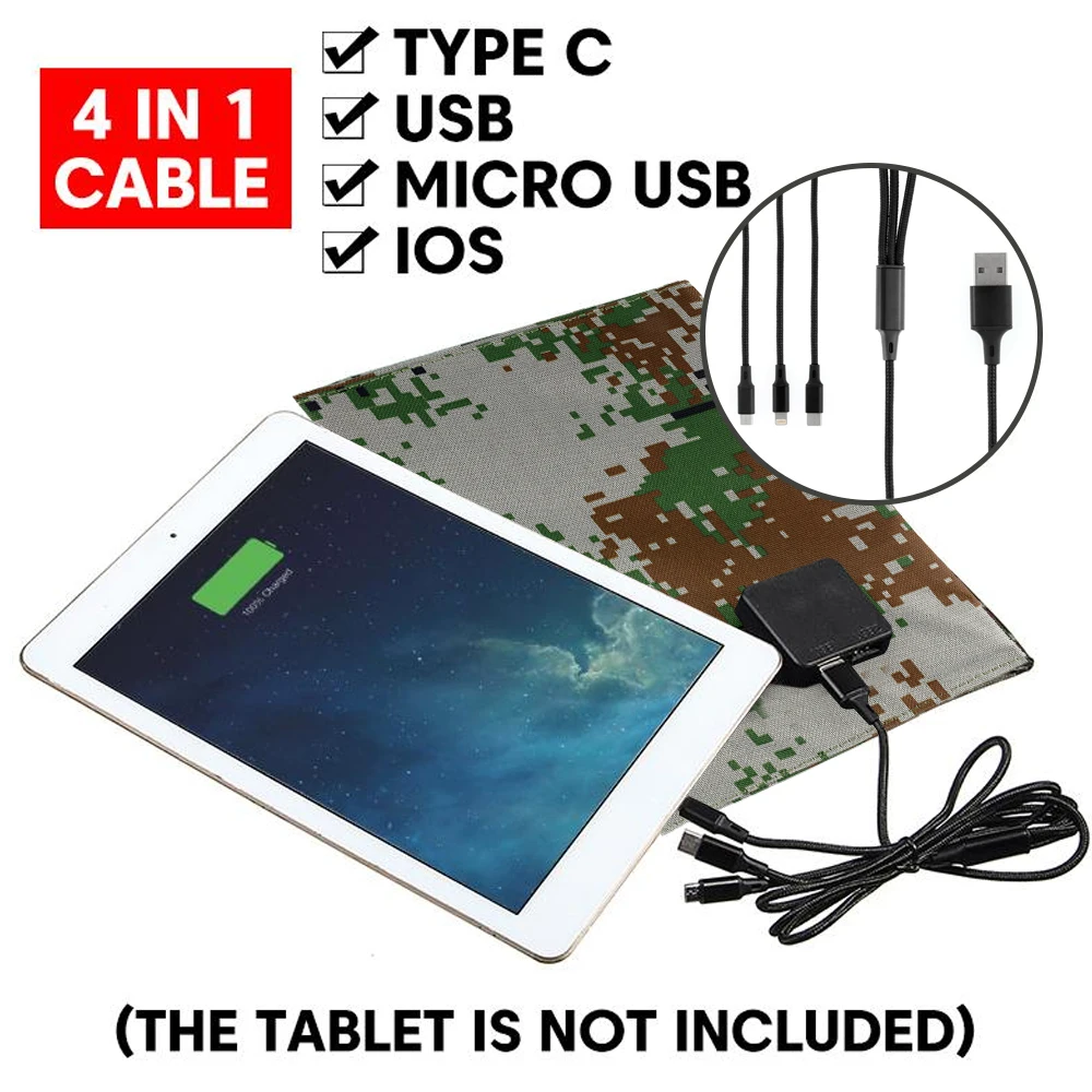 

2023 100W Foldable Dual USB Solar Panel 5V Folding Waterproof Solar Panel Charger Mobile Power Battery Charger With 4 in 1