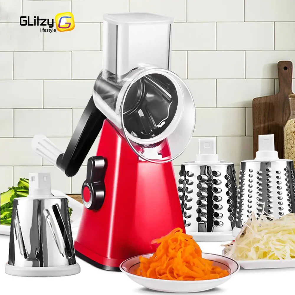 Manual Rotary Cheese Grater 3 In 1 Professional Drum Vegetab