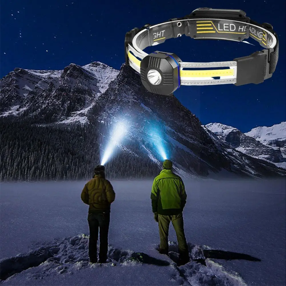 

Black Led+cob Usb Rechargeable Fishing Headlight 1200 Mini Flashlight Modes Waterproof Torch Ma Headlamp Portable 10 Light X8o4