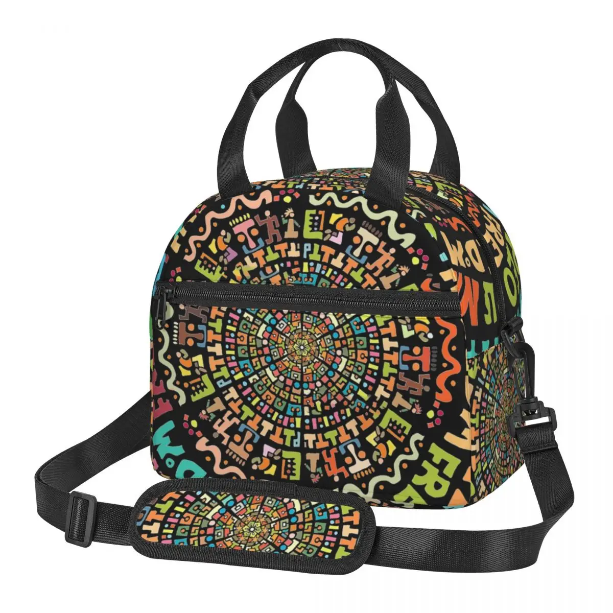

Mandala Of Letter Lunch Bag Abstract Art Print Portable Insulated Lunch Box Picnic Cooler Bag Cute Oxford Thermal Lunch Bags