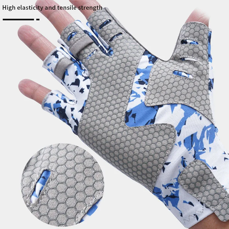 Enlarge Summer Fishing Half Finger Ice Silk Gloves Sunscreen and Anti slip Outdoor Riding Gloves