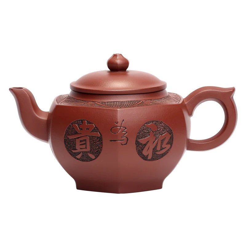Купи Yixing Purple Clay Pot Cinnabar Sand Pure Handmade Hexagonal Pot Household Teapot Tea Set за 17,373 рублей в магазине AliExpress