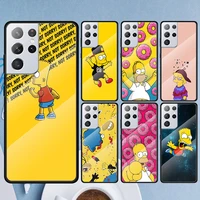 disney cool simpsons for samsung s22 s21 s20 fe s10 s10e s9 note 20 10 ultra plus lite 5g tempered glass tpu phonecase